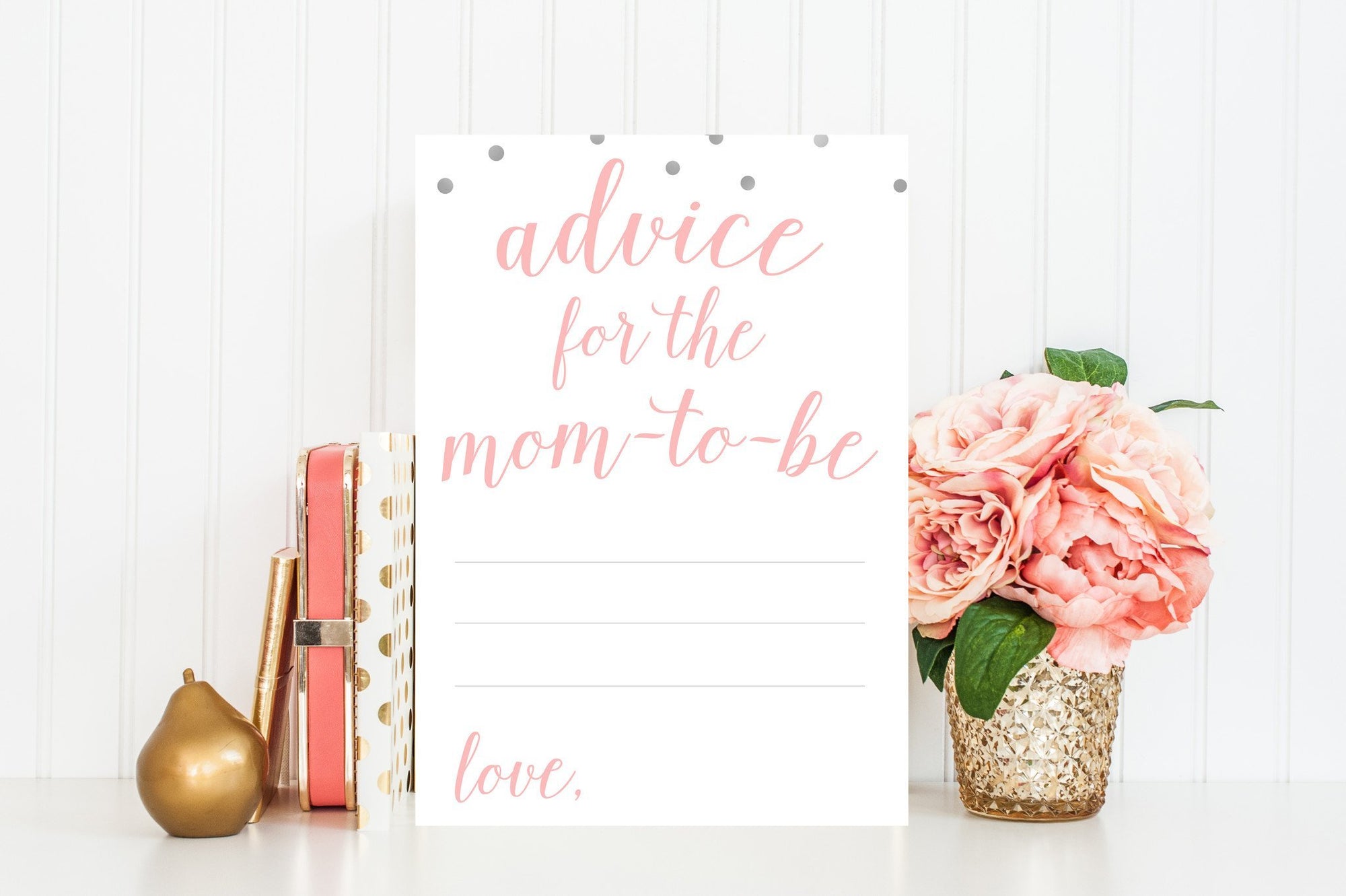 Advice for Mom-To-Be - Pink & Grey Confetti Printable - Pretty Collected