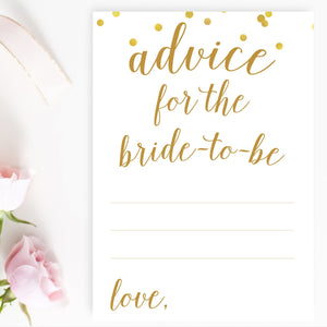 Advice for the Bride-To-Be - Gold Confetti Printable - Pretty Collected