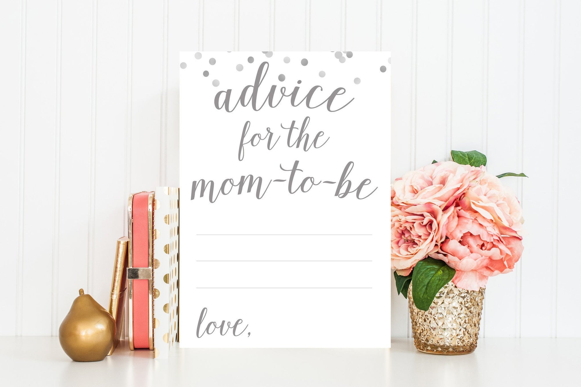 Advice for Mom-To-Be - Grey Confetti Printable - Pretty Collected