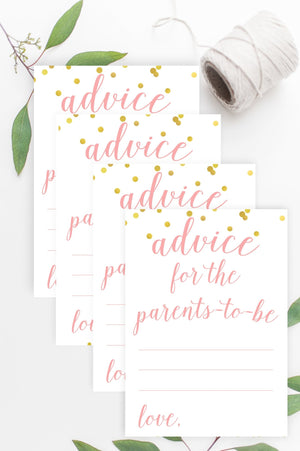 Advice for Parents-To-Be - Pink & Gold Confetti Printable - Pretty Collected