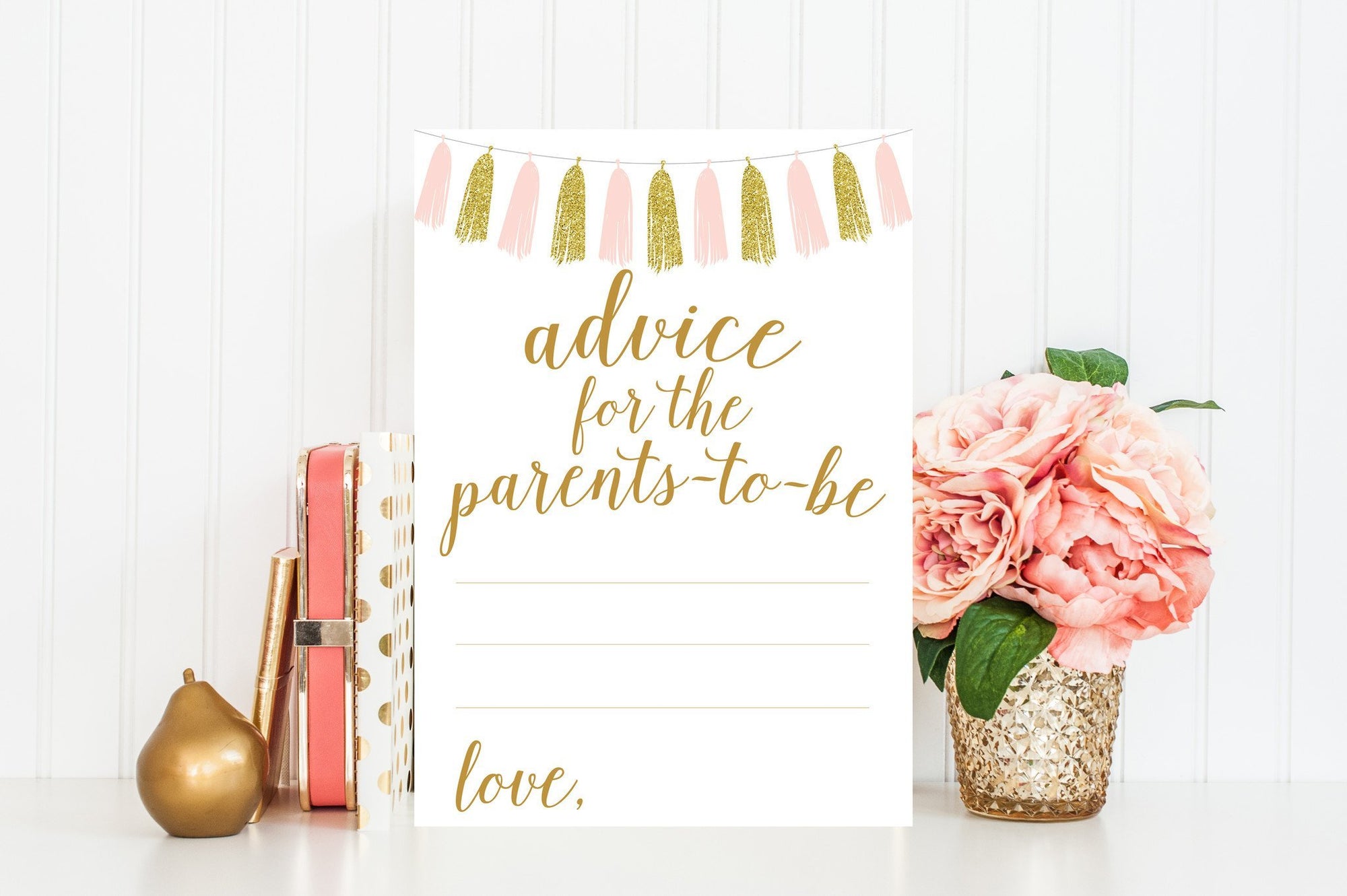 Advice for Parents-To-Be - Pink & Gold Tassel Printable - Pretty Collected
