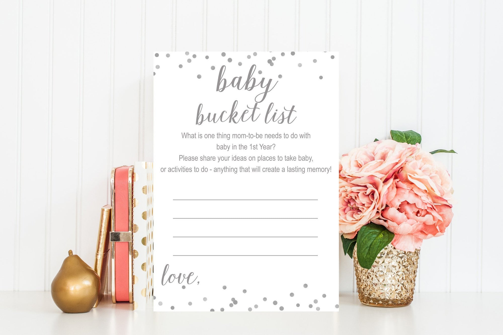 Baby Bucket List - Grey Confetti Printable - Pretty Collected