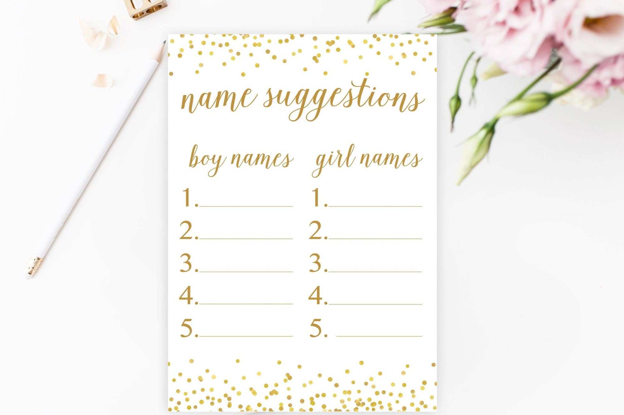 Baby Name Suggestions - Gold Confetti Printable - Pretty Collected