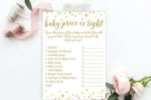 Baby Price Is Right - Gold Confetti Printable - Pretty Collected