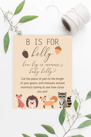 B is for Belly Sign - Woodland Printable - Pretty Collected