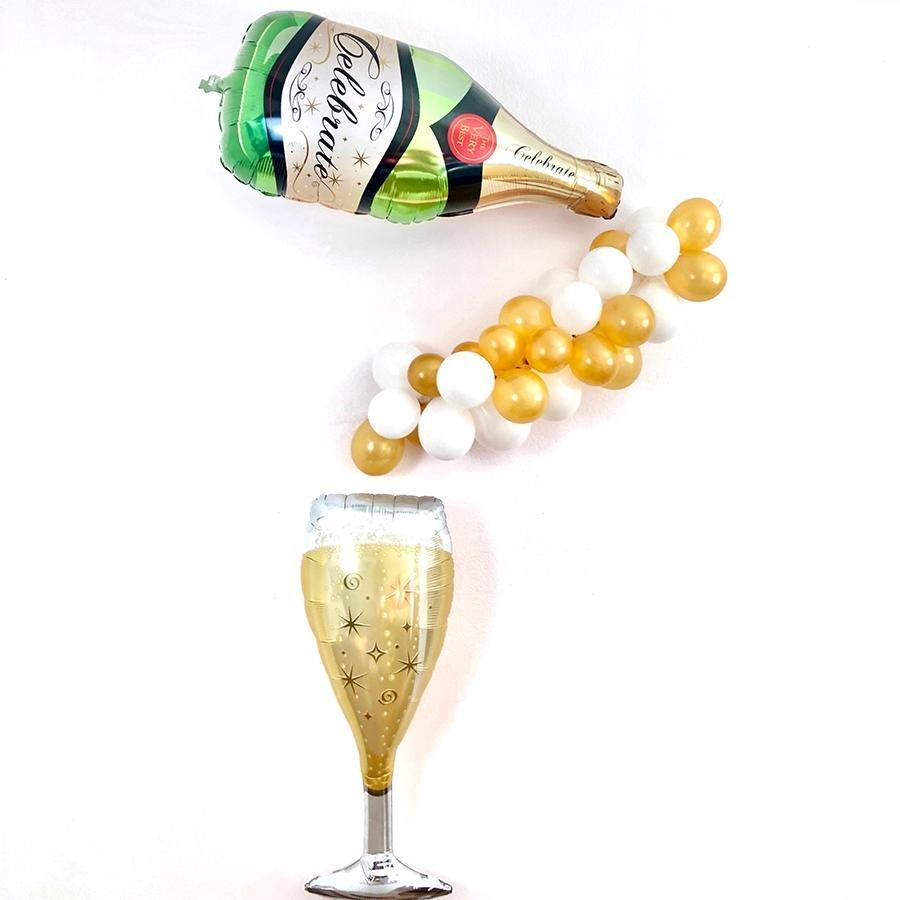 Champagne Bottle & Champagne Glass Balloon Kit - Pretty Collected