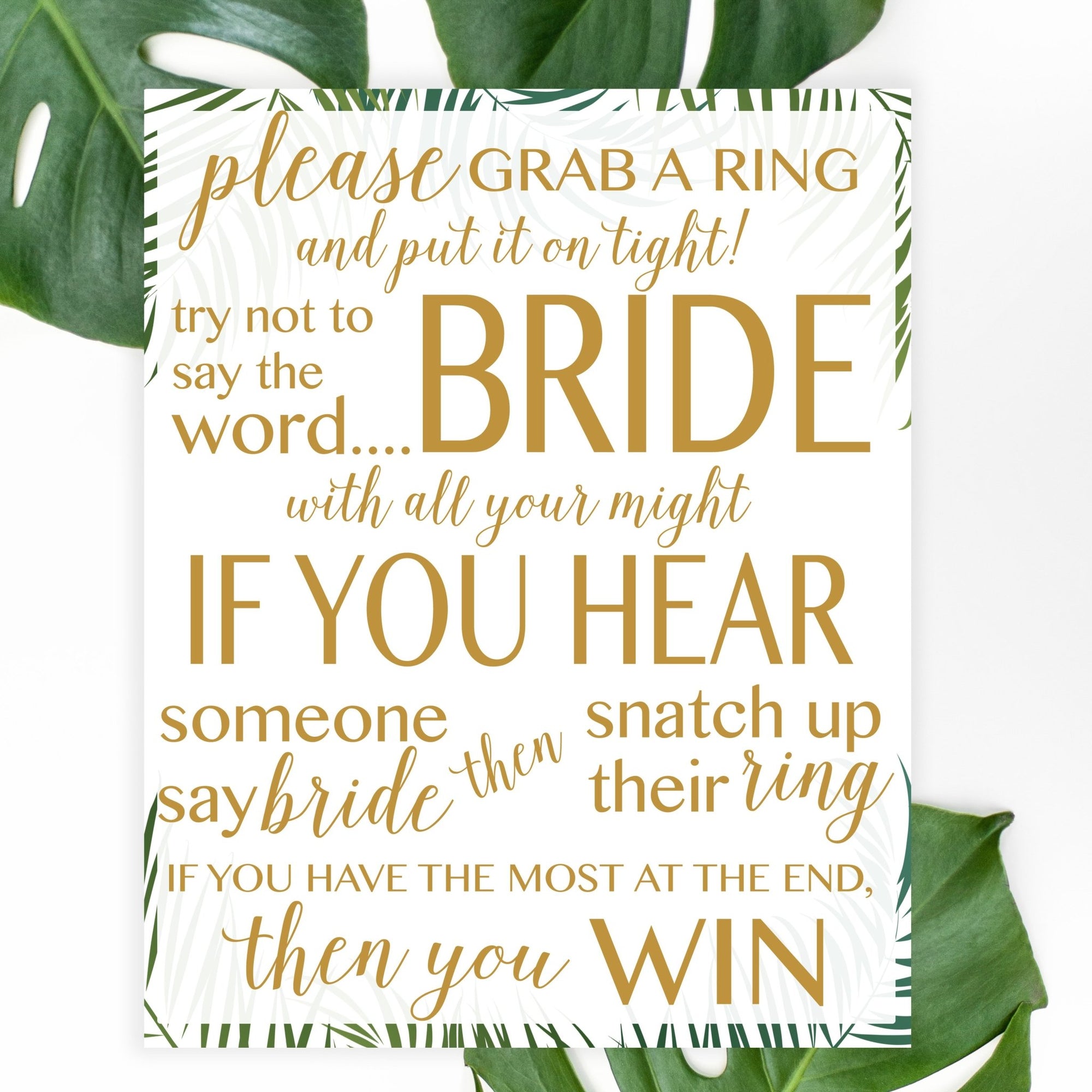 Don't Say Bride Sign - Tropical Printable - Pretty Collected