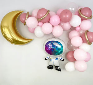 Pink Astronaut Balloon Garland Kit - Gold Rings - Pretty Collected