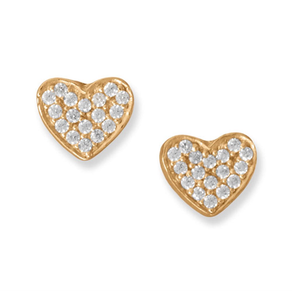 Pave Heart Studs - Pretty Collected