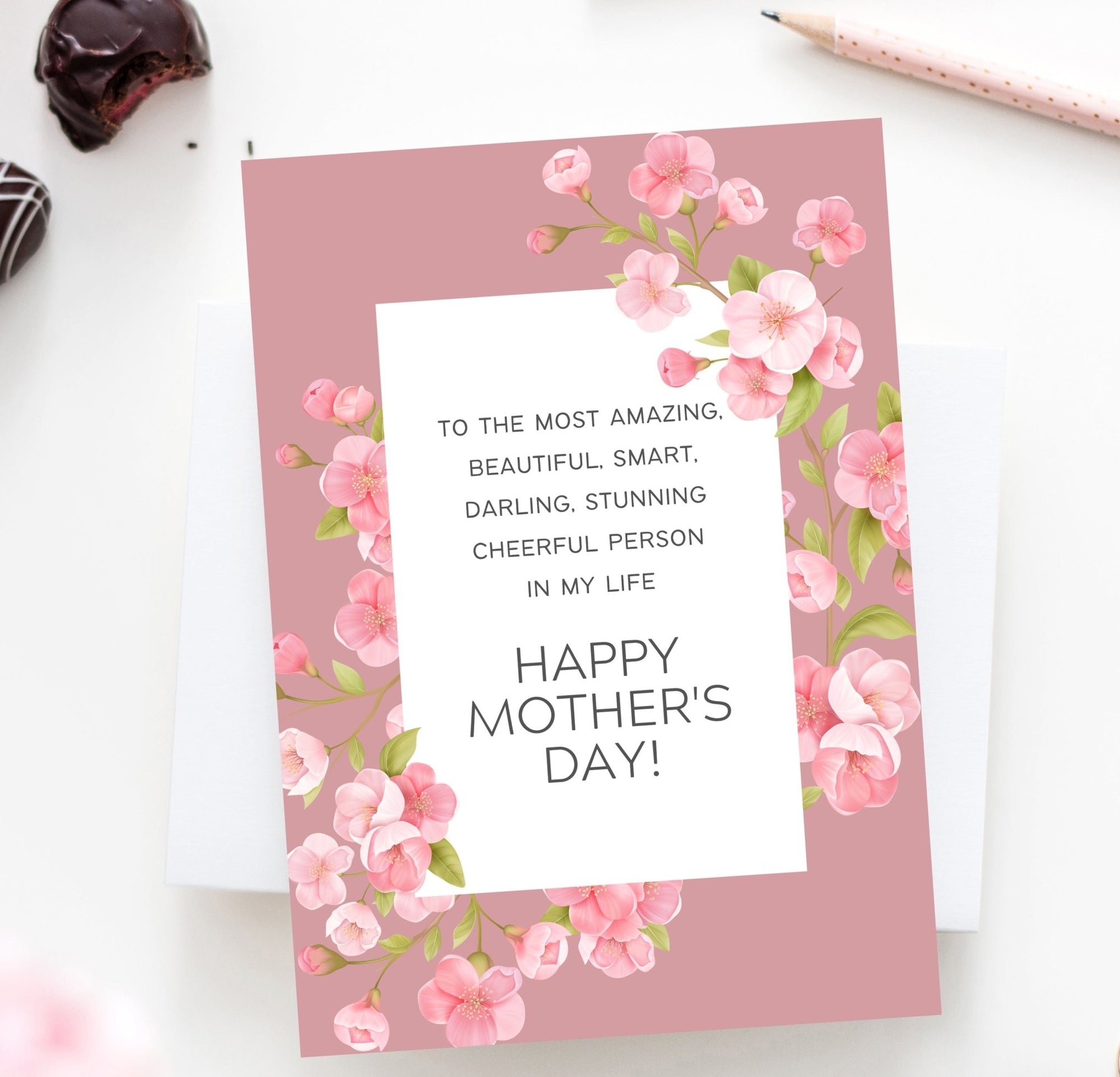 Pink Floral Mother's Day Card Printable - Pretty Collected