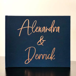 Navy and Rose Gold Wedding Guest Book - The Alexandra - Pretty Collected