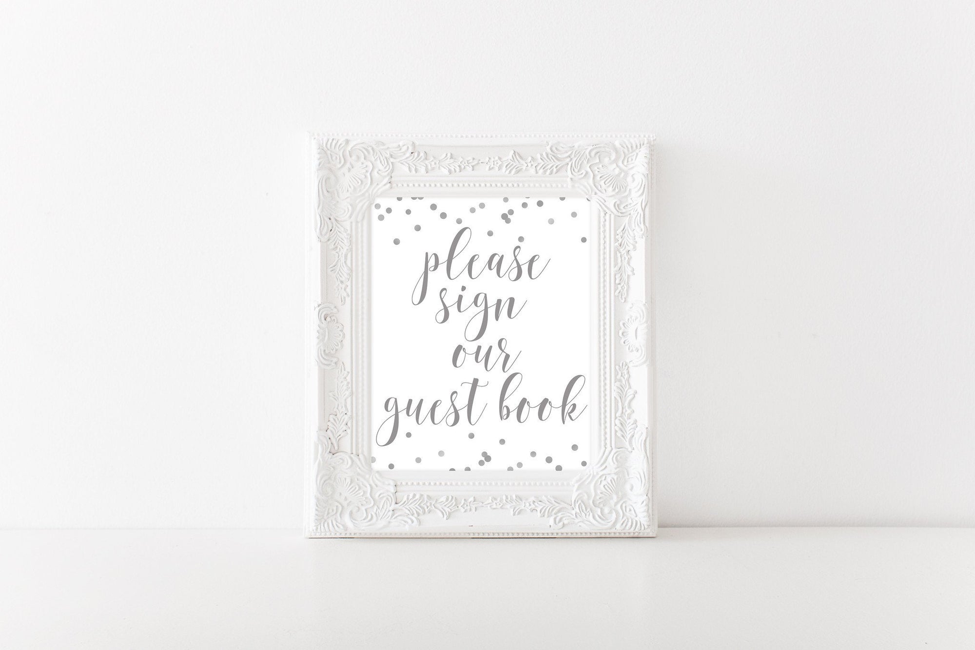 Please Sign Our Guest Book Sign - Silver Printable - Pretty Collected