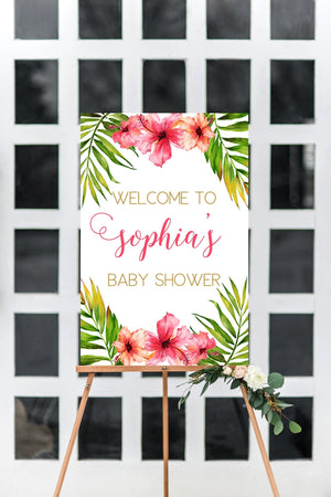 Baby Shower Welcome Sign - Tropical Floral Printable - Pretty Collected