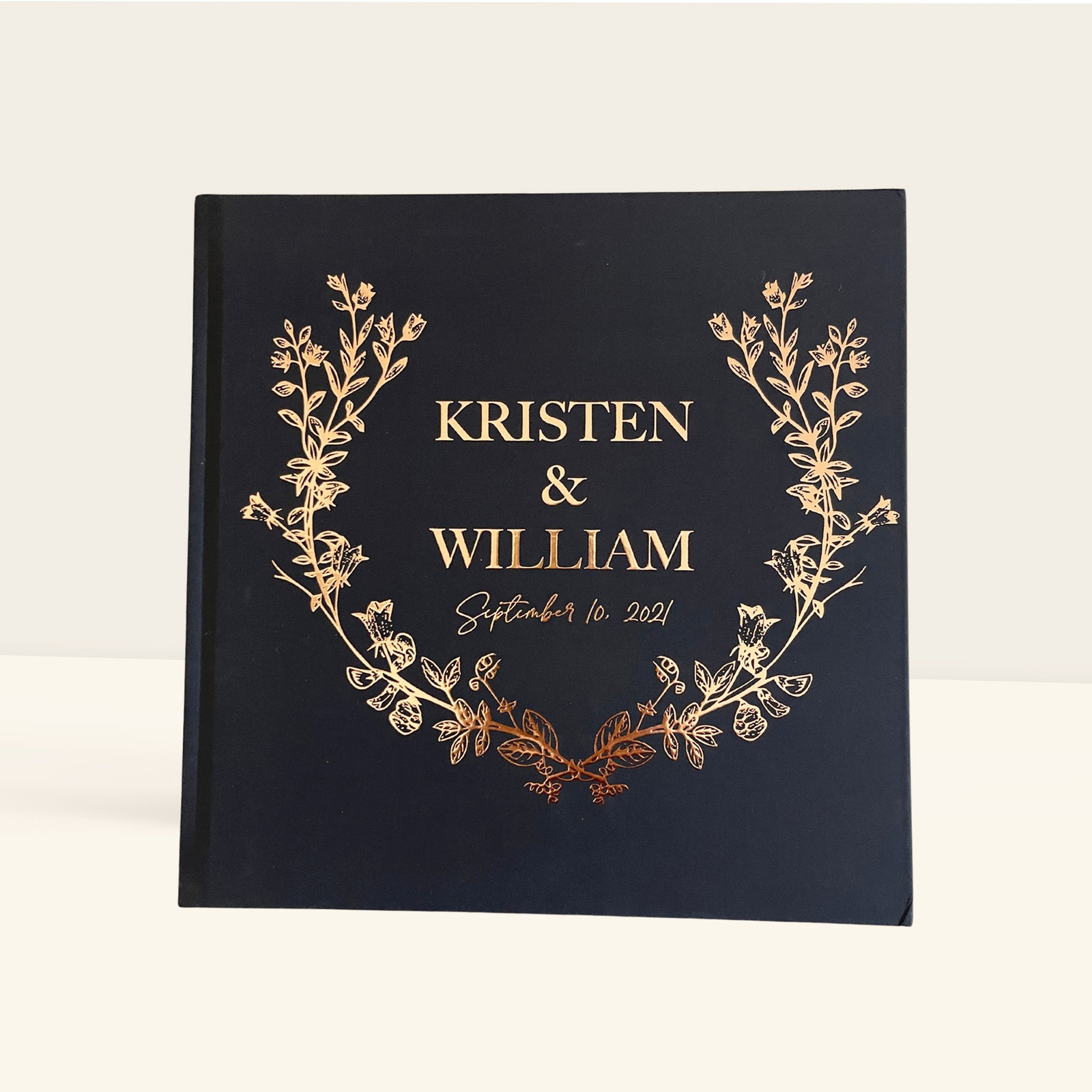 Gold Dipped Wedding Guest Book with Pen | Style Me Pretty