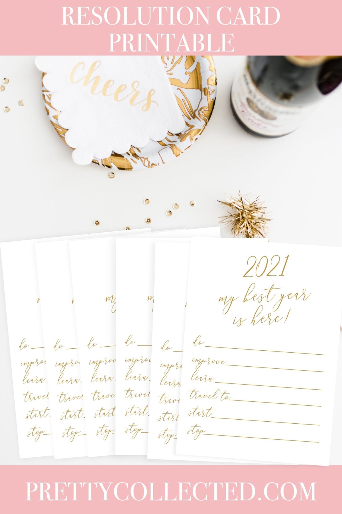 2021 New Year's Resolution Card Printable - Pretty Collected