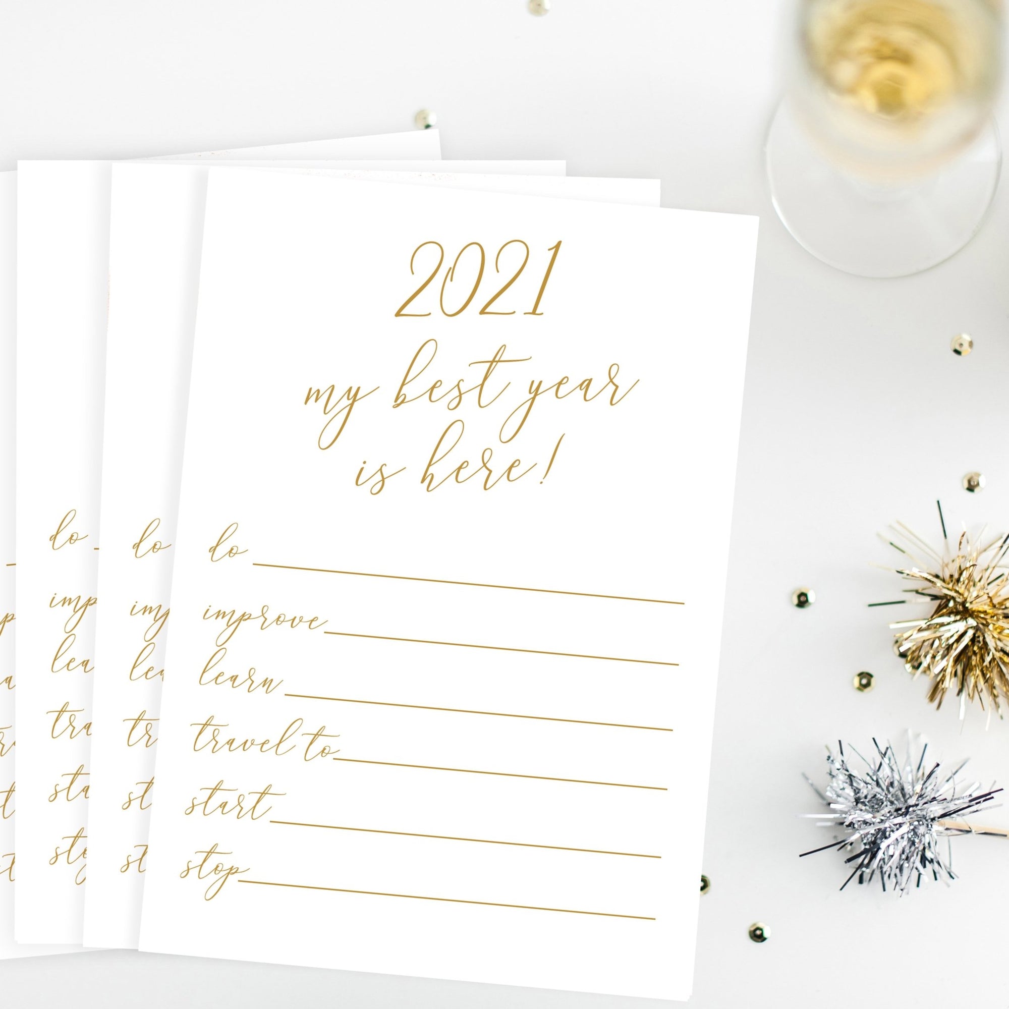2021 New Year's Resolution Card Printable - Pretty Collected
