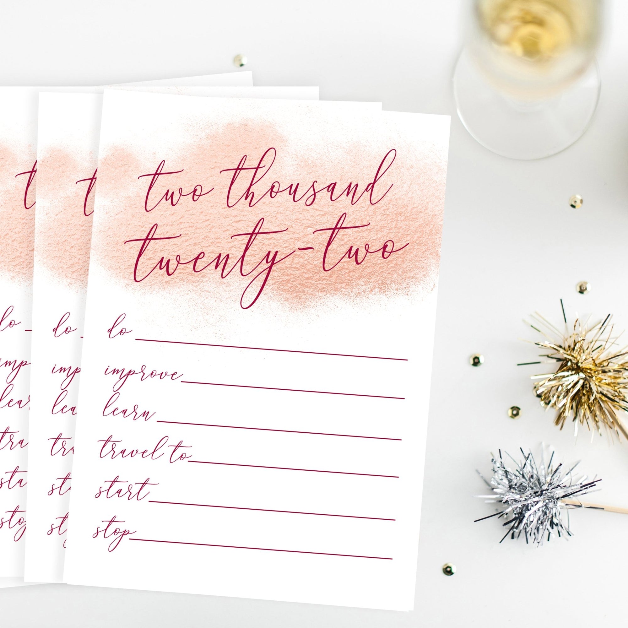2022 New Year's Resolution Cards - FREE Printable - Pretty Collected