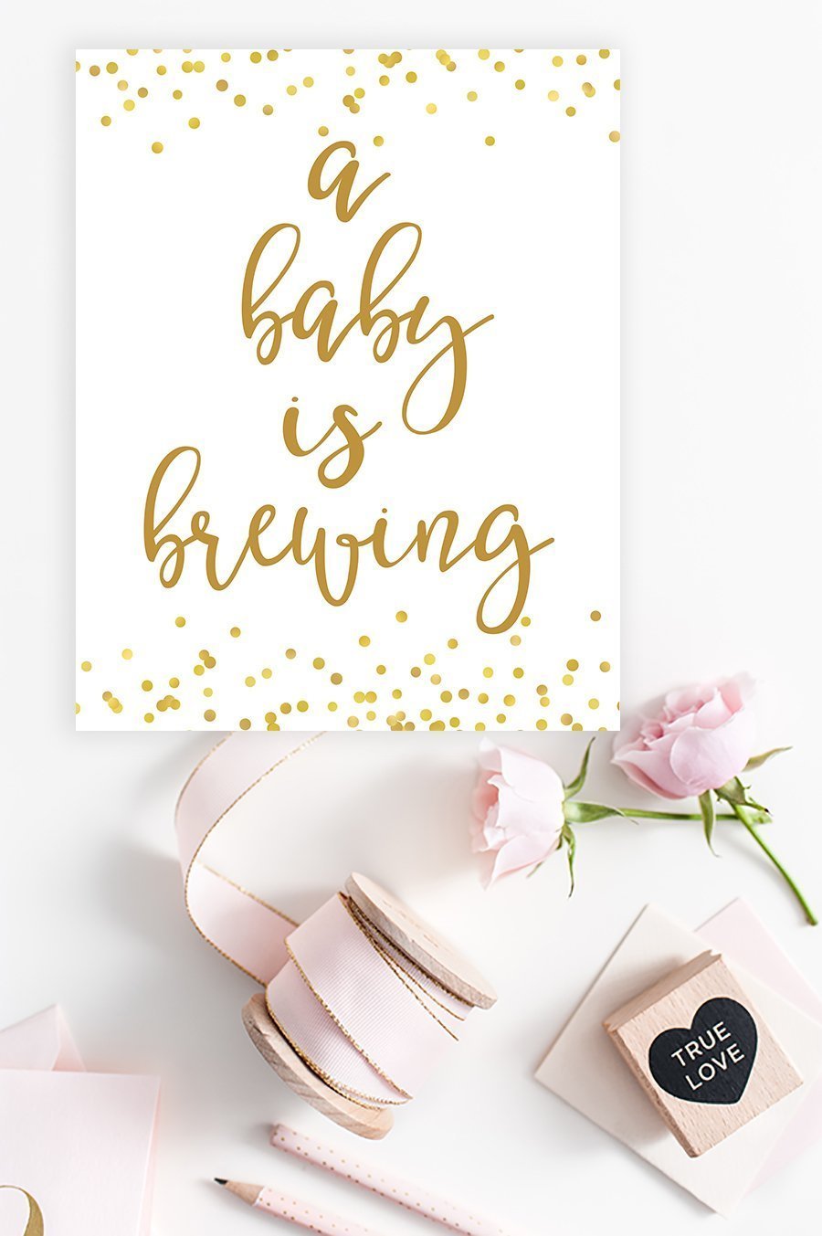 A Baby Is Brewing Sign - Gold Confetti Printable - Pretty Collected a-baby-is-brewing-sign-gold-confetti-printable-pretty-collected