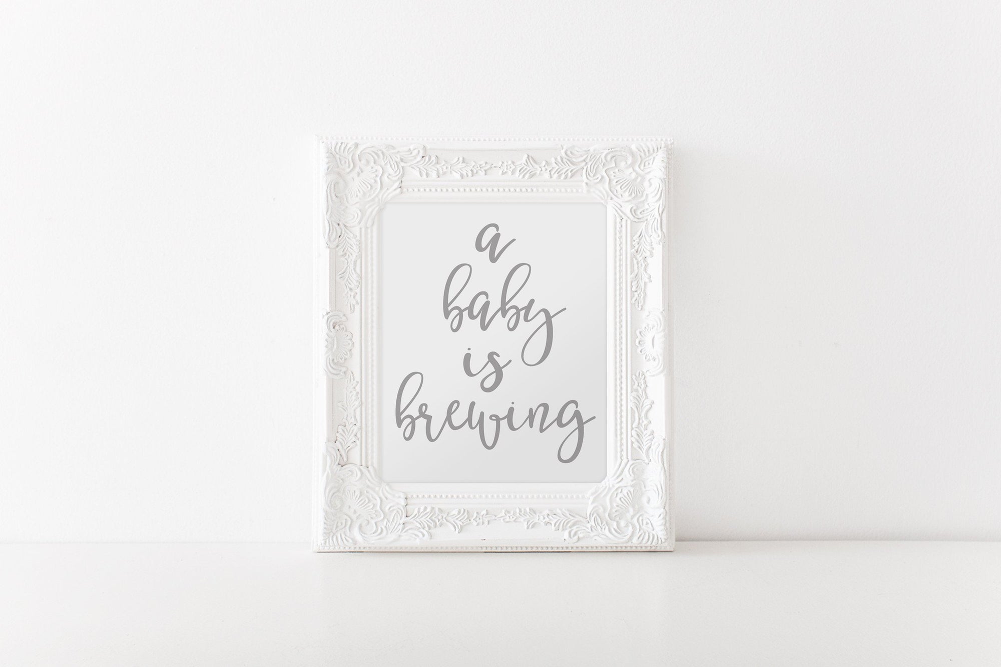 A Baby Is Brewing Sign - FREE Grey Printable - Pretty Collected