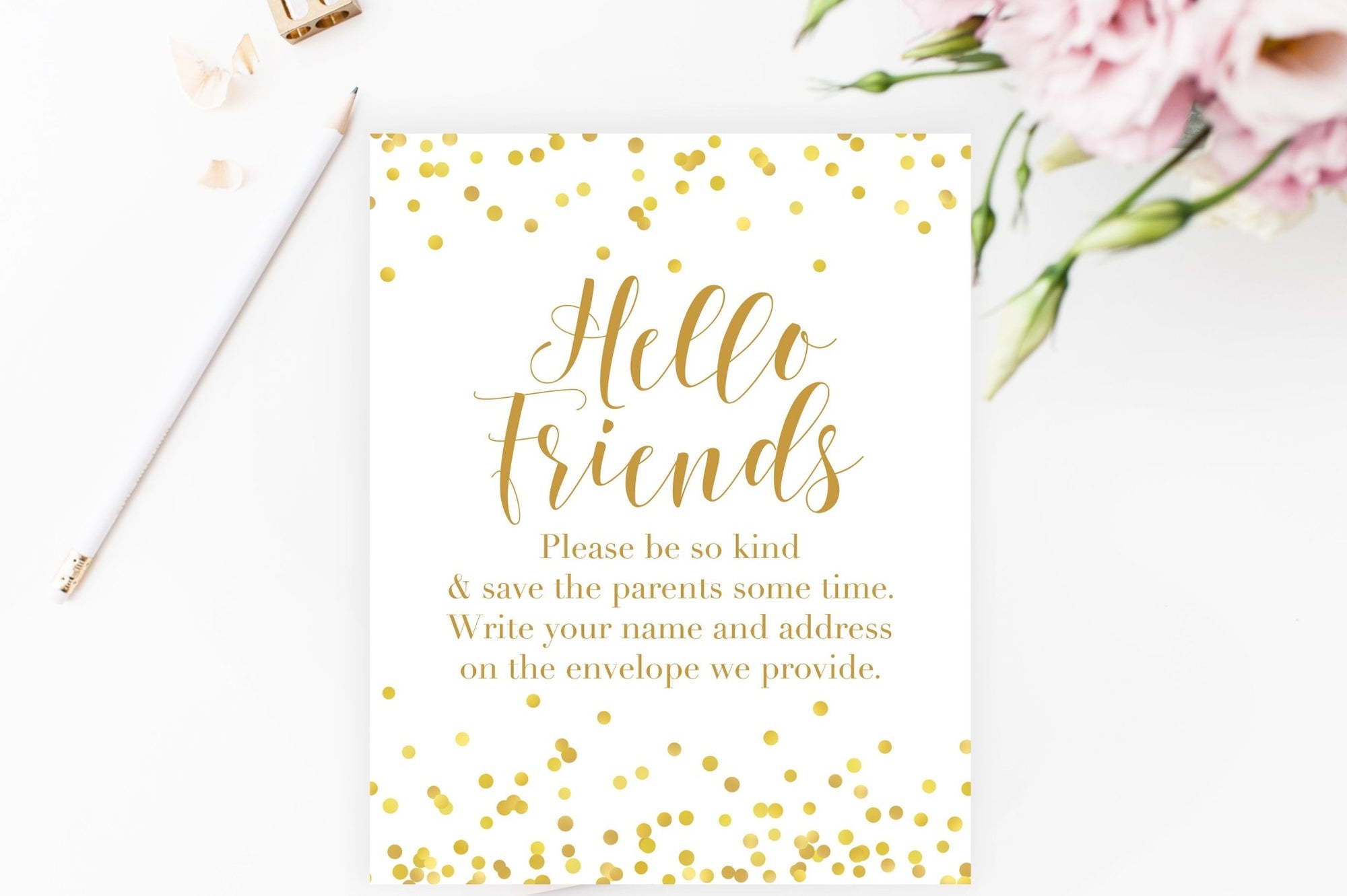 Address the Envelopes Sign - Gold Confetti Printable - Pretty Collected