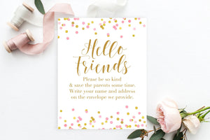 Address the Envelopes Sign - Gold & Pink Confetti Printable - Pretty Collected