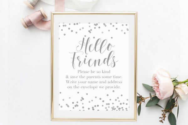 Address the Envelopes Sign - Grey Confetti Printable