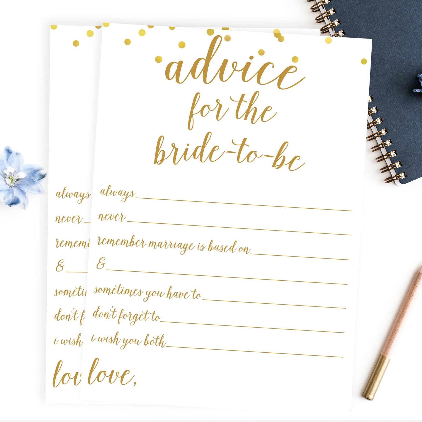 Advice for the Bride-To-Be (Statements) - Gold Confetti Printable - Pretty Collected