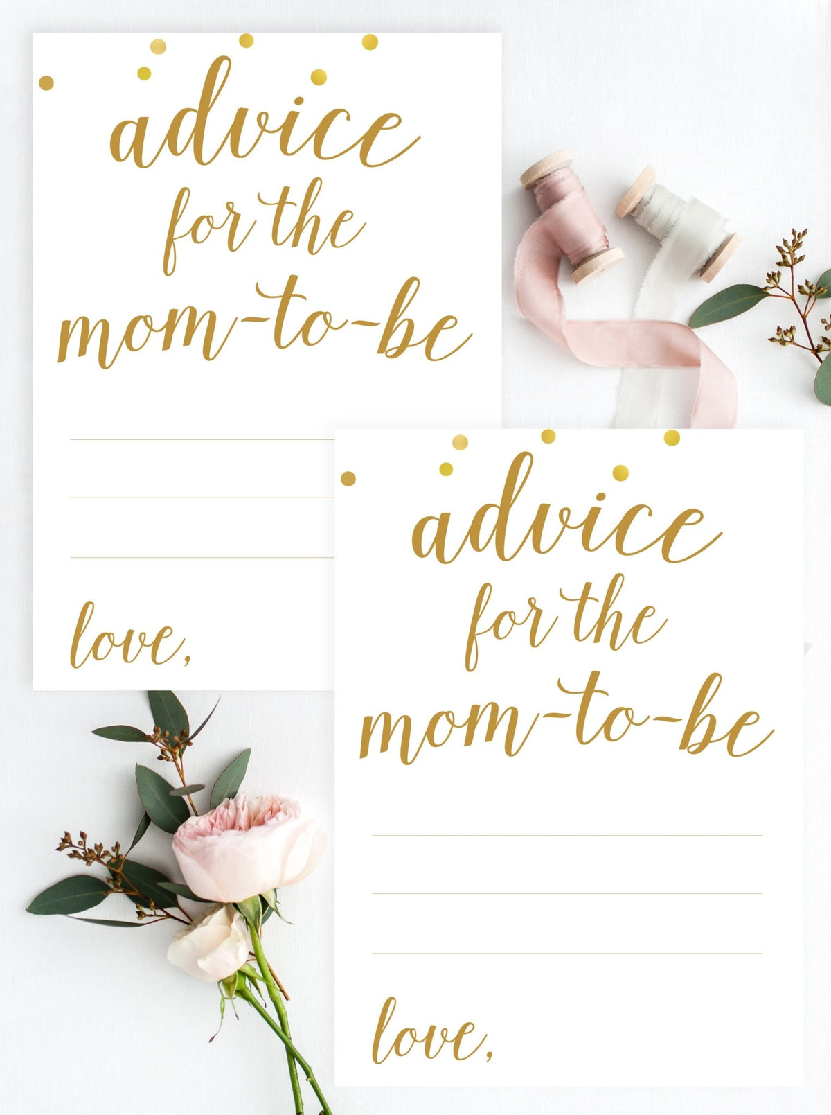 Advice for Mom-To-Be - Gold Confetti Printable - Pretty Collected