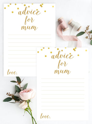 Advice for Mum - Gold Confetti Printable - Pretty Collected