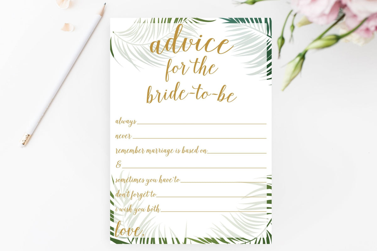 Advice for the Bride-To-Be (Statements) - Tropical Printable - Pretty Collected