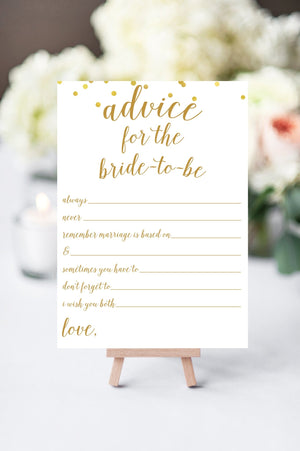Advice for the Bride-To-Be (Statements) - Gold Confetti Printable - Pretty Collected