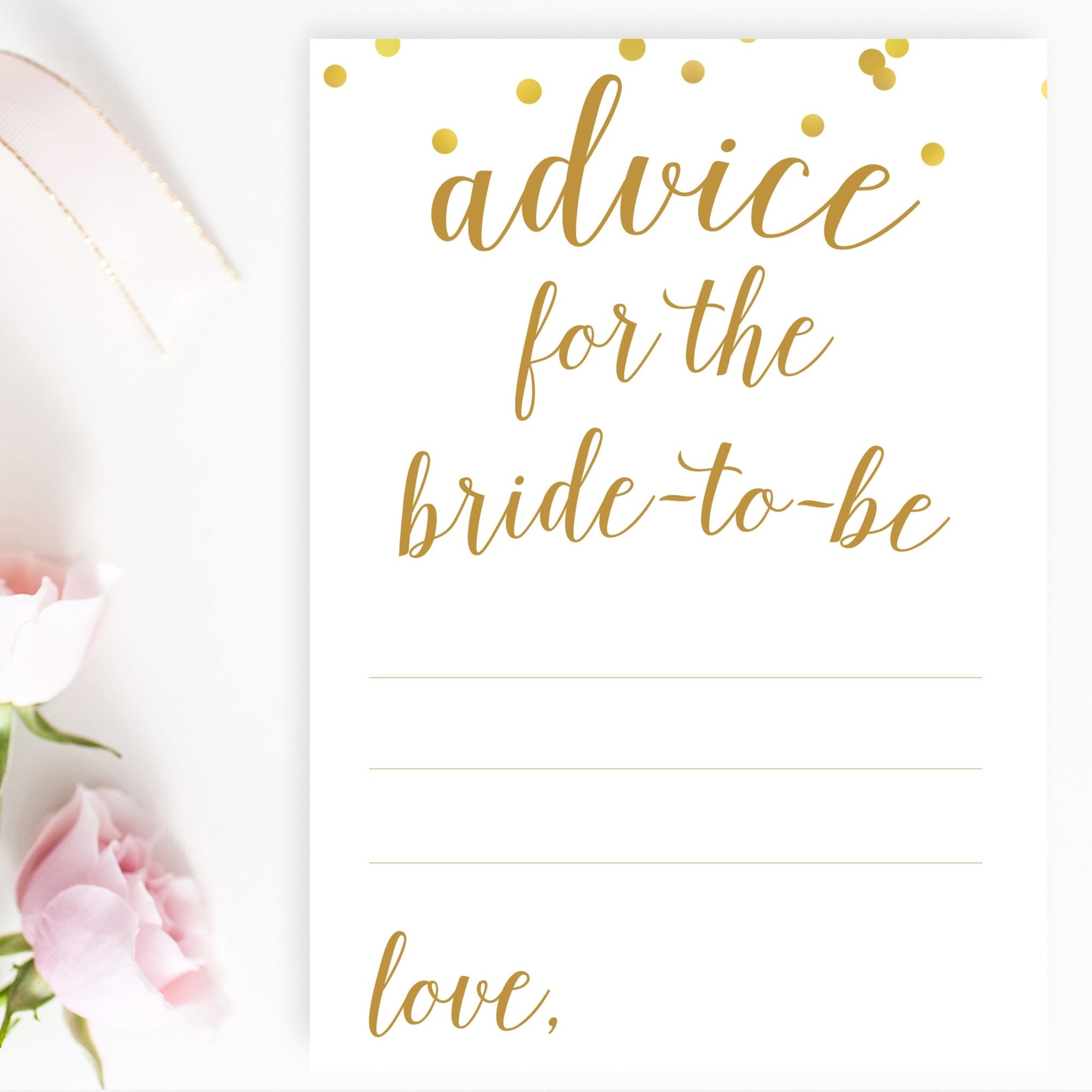 Advice for the Bride-To-Be - Gold Confetti Printable - Pretty Collected
