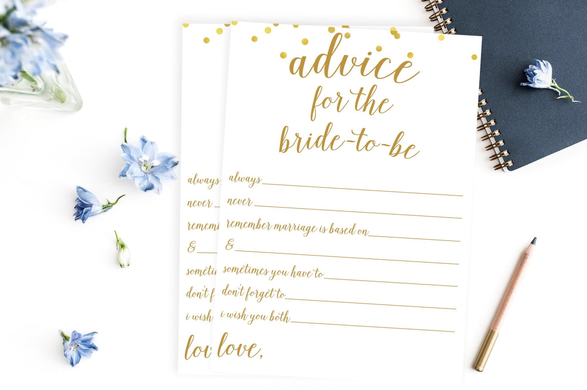 Advice for the Bride-To-Be (Statements) - Gold Confetti Printable - Pretty Collected