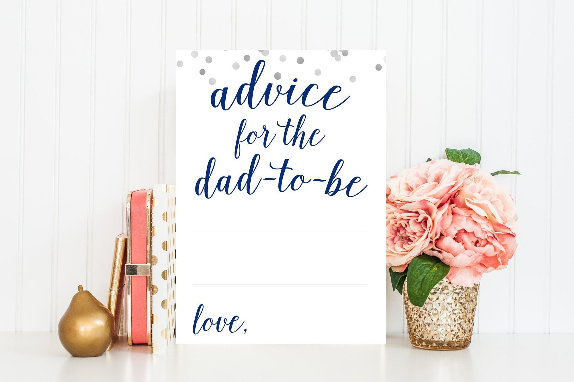 Advice for Dad-To-Be - Navy & Grey Confetti Printable - Pretty Collected