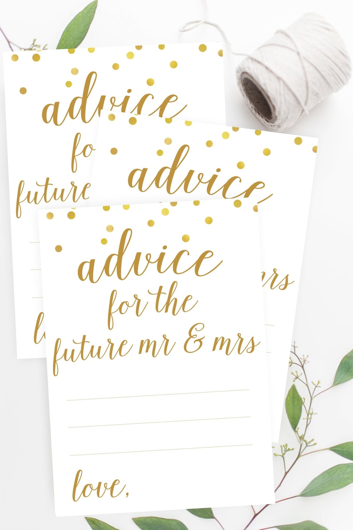 Advice for the Future Mr & Mrs - Gold Confetti Printable - Pretty Collected