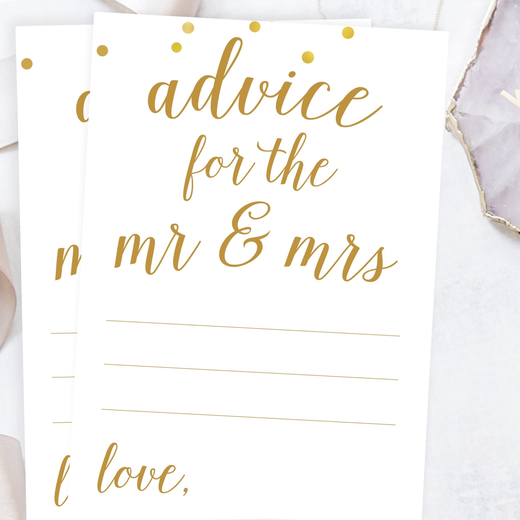 Advice for the Mr & Mrs - Gold Confetti Printable - Pretty Collected