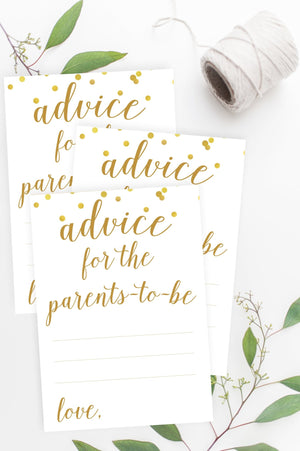 Advice for Parents-To-Be - Gold Confetti Printable - Pretty Collected