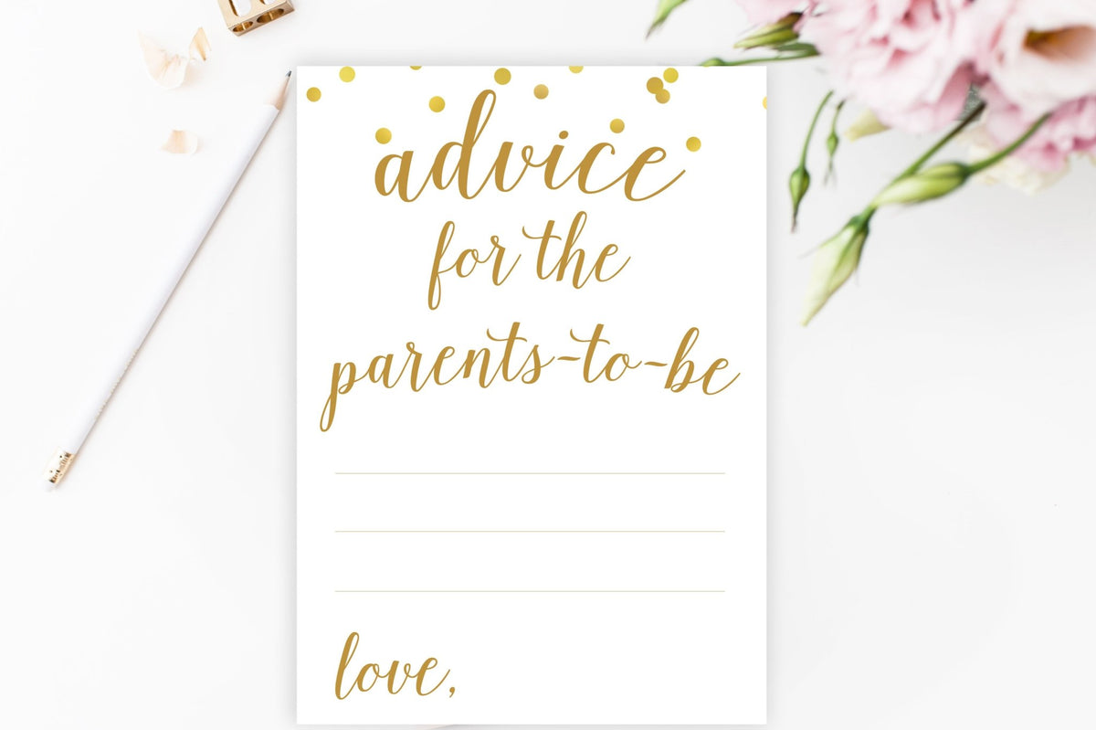 Advice for Parents-To-Be - Gold Confetti Printable - Pretty Collected