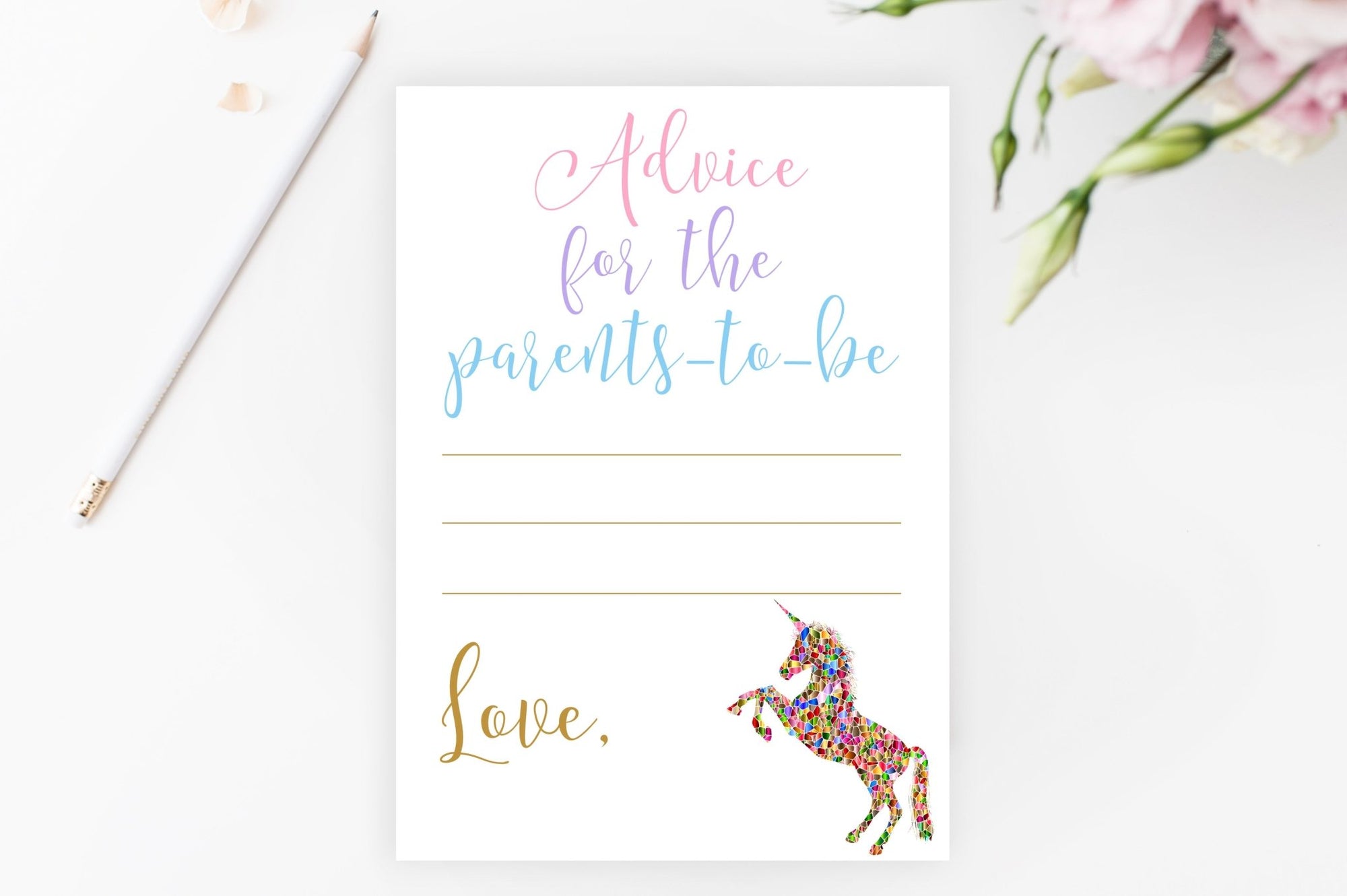 Advice for Parents-To-Be - Unicorn Printable - Pretty Collected