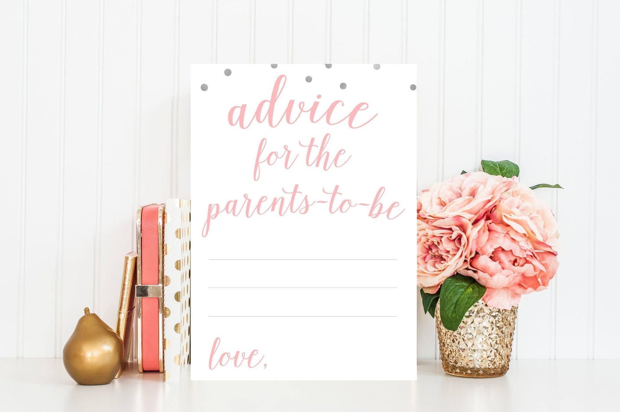 Advice for Parents-To-Be - Pink & Grey Confetti Printable - Pretty Collected