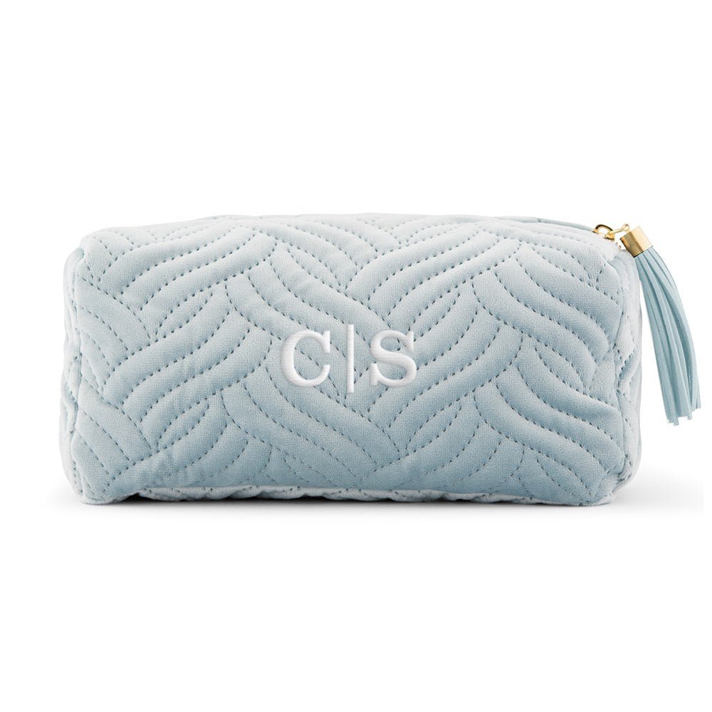 Baby Blue Velvet Makeup Bag - Pretty Collected