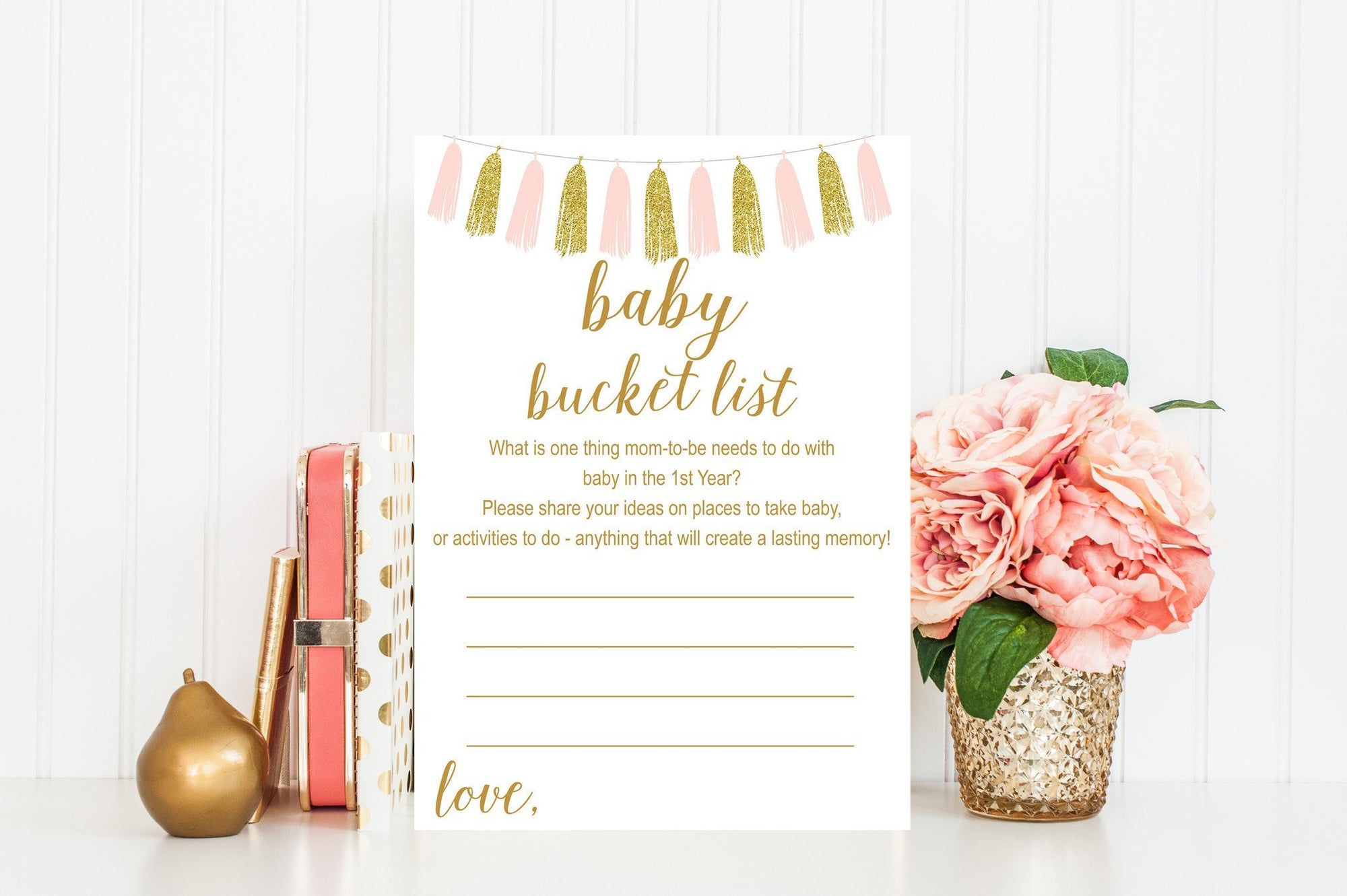 Baby Bucket List - Pink & Gold Tassel Printable - Pretty Collected