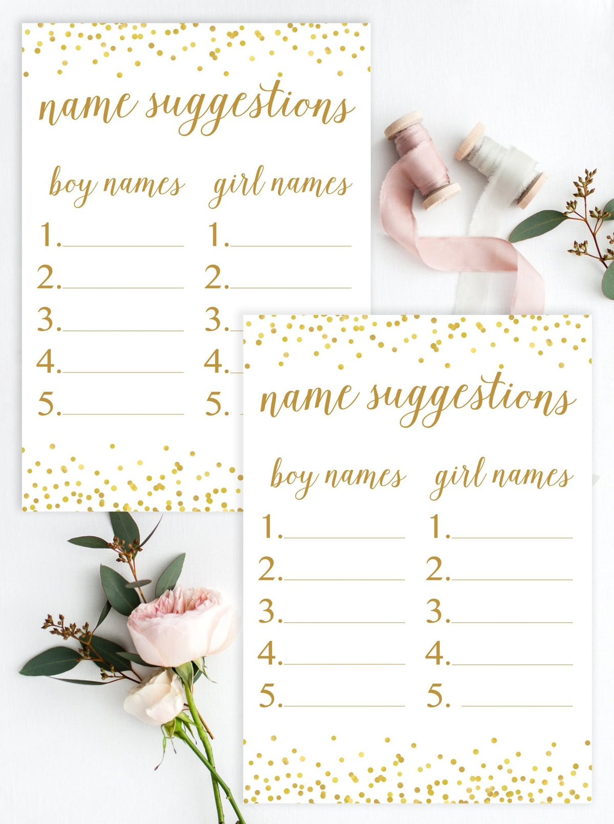 Baby Name Suggestions - Gold Confetti Printable - Pretty Collected