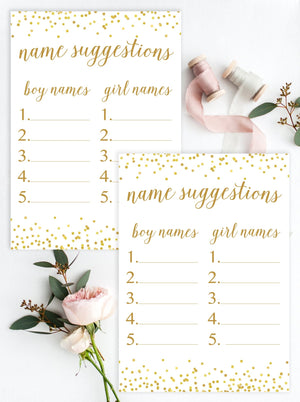 Baby Name Suggestions - Gold Confetti Printable - Pretty Collected