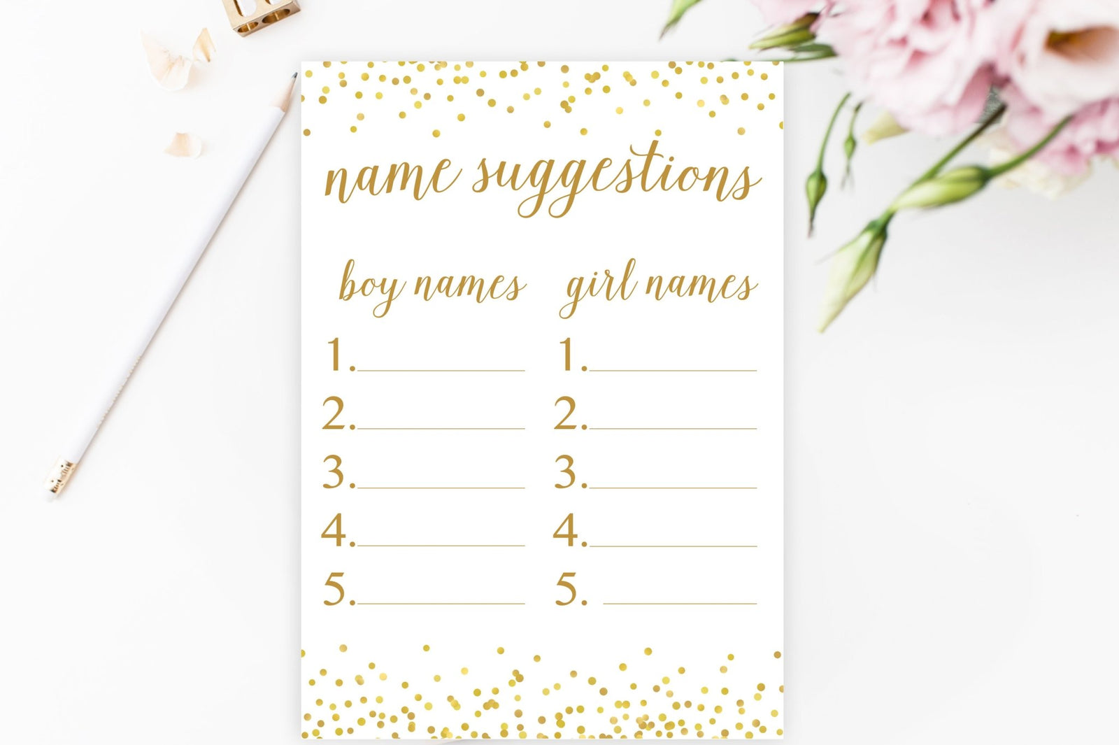 Baby Name Suggestions - Gold Confetti Printable - Pretty Collected