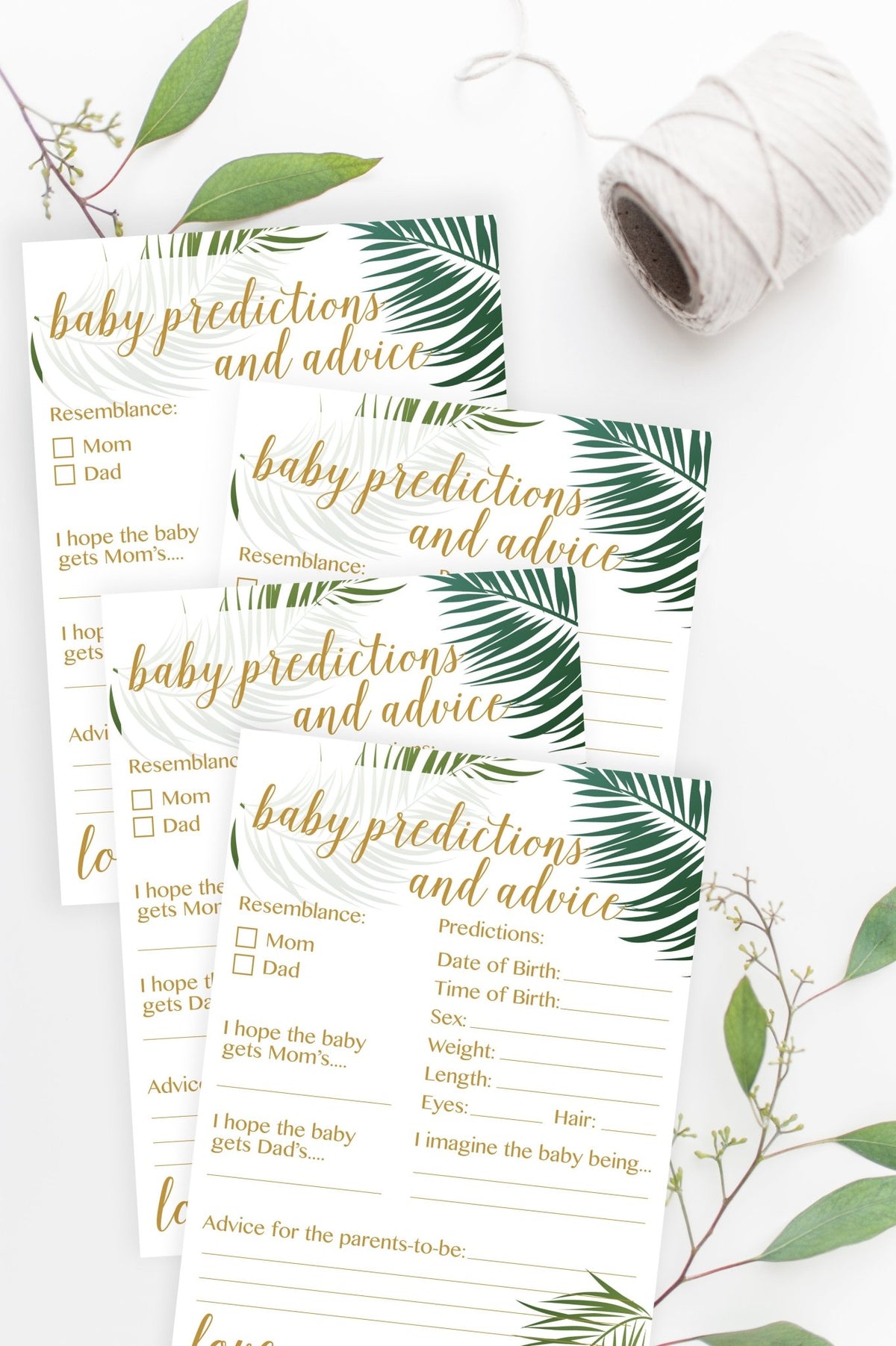 Baby Predictions and Advice (with gender prediction) - Tropical Printable - Pretty Collected