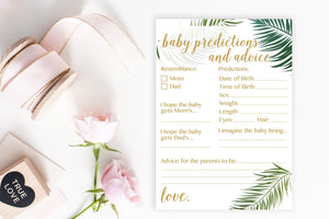 Baby Predictions and Advice (with gender prediction) - Tropical Printable - Pretty Collected