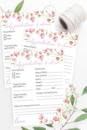 Baby Predictions and Advice - Spring Floral Printable - Pretty Collected