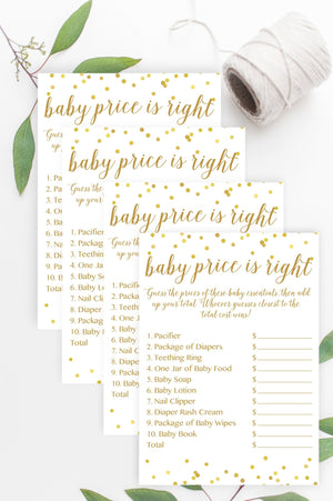 Baby Price Is Right - Gold Confetti Printable - Pretty Collected