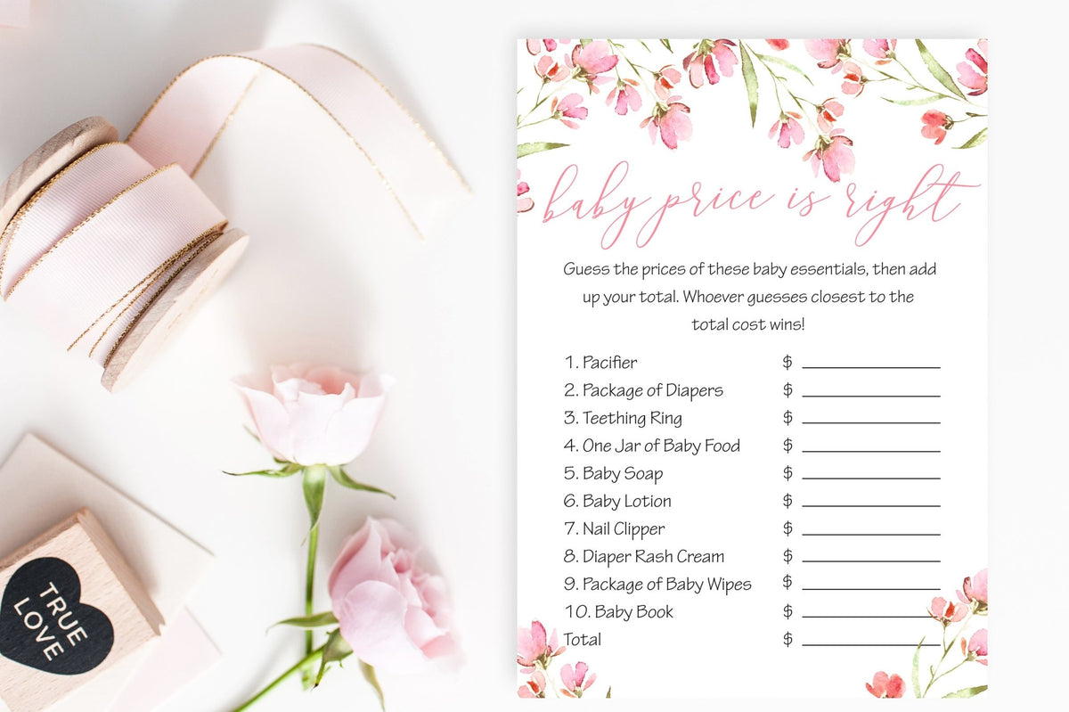 Baby Price Is Right - Spring Floral Printable - Pretty Collected